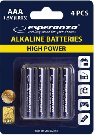 Батарейка Esperanza Bateries Alkaline (EZB102) AAA/LR03 BL 4шт