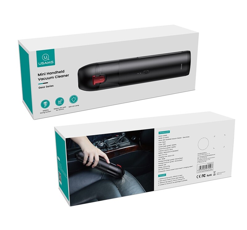 Акумуляторний пилосос Usams US-ZB234 Mini Handheld Vacuum Cleaner Black (6958444972497)