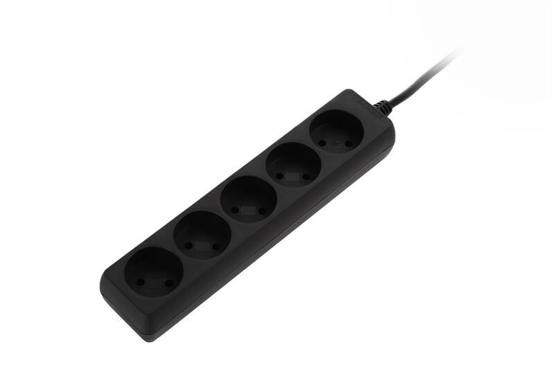 Сетевой удлинитель 2E 5XCEE7/17, 2G*1.0мм, 1.5м, black