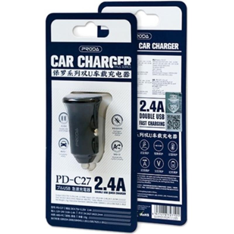 Автомобильное зарядное устройство Proda Paul PD-C27 (2USB 2.4A) Black (PD-C27-BK)