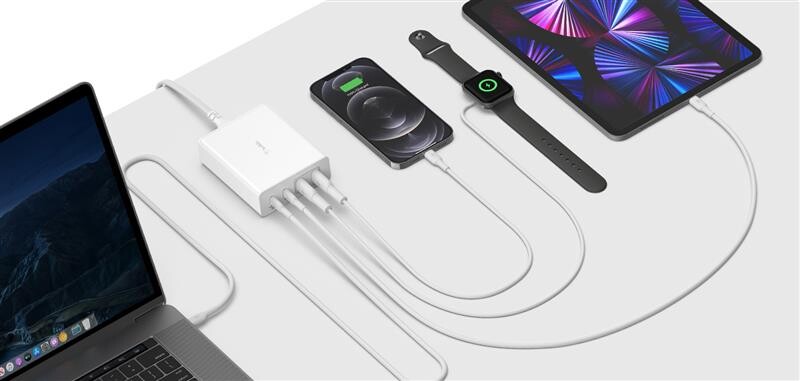 Сетевое зарядное устройство Belkin Home Charger 108W Dual USB-С/USB-A (WCH010VFWH)