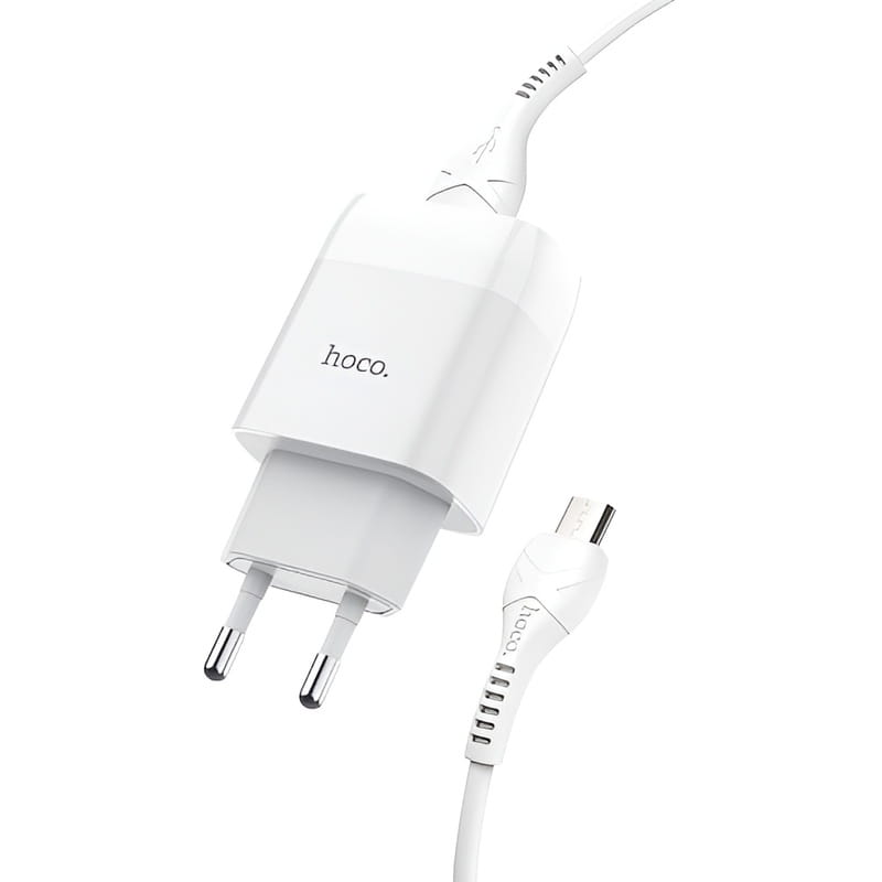 Зарядное устройство Hoco C72A Glorious (1USB, 2.1А) White (6931474713001) + кабель MicroUSB