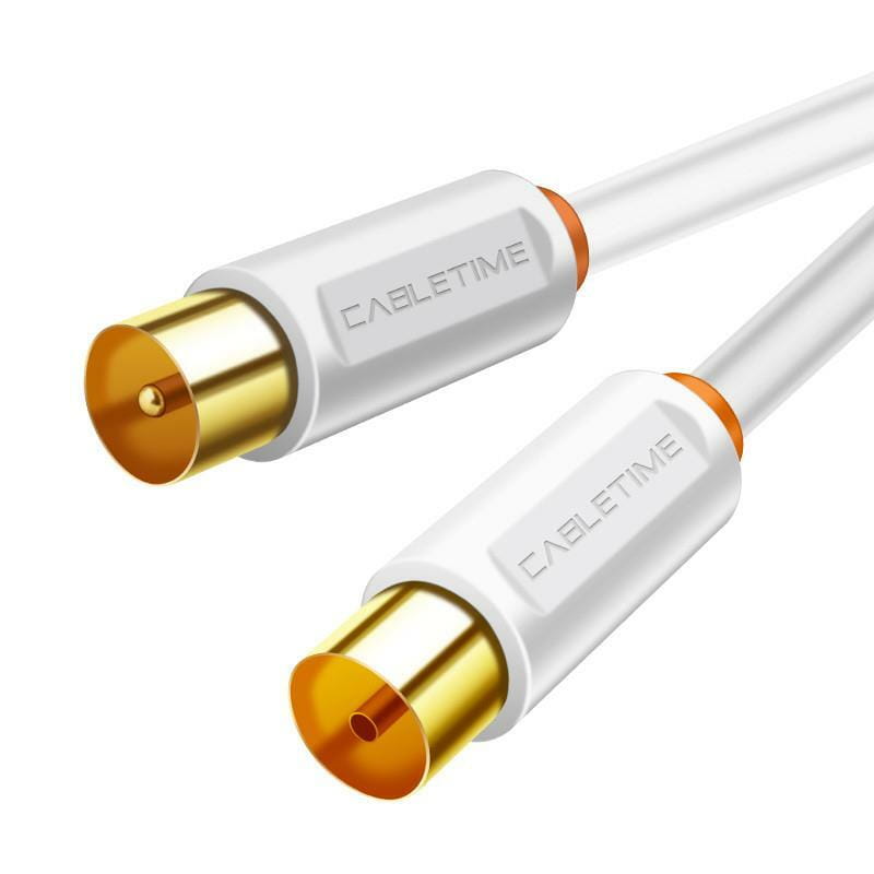 Кабель Cabletime телевізійний, 3 м, Male to Female, 75OHM, White (CF33N)