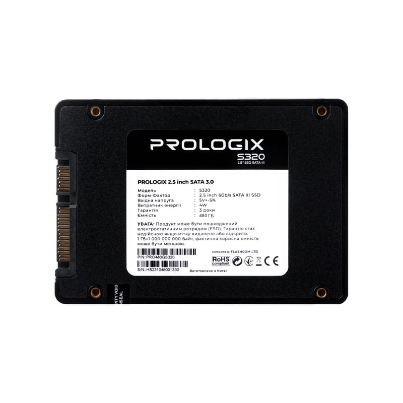 Накопичувач SSD  480GB Prologix S320 2.5" SATAIII 3D TLC (PRO480GS320)