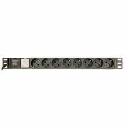 Блок розеток EnerGenie 19" 1U (EG-PDU-014) алюм. корп.,  8 розеток,  16A, 3м, чорний, вилка Schuko