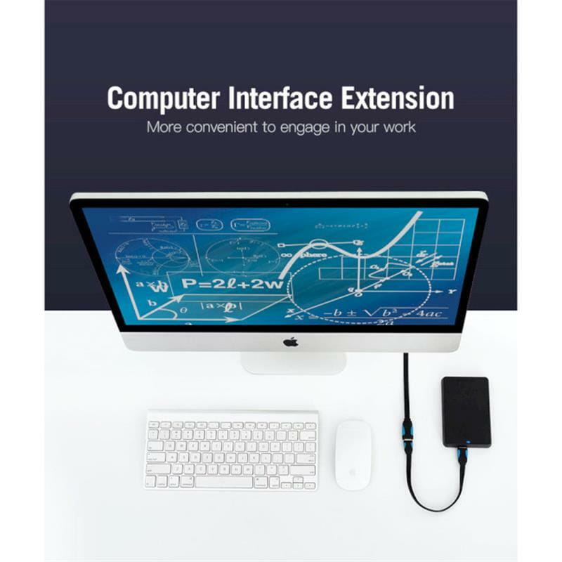 Кабель-удлинитель Vention Flat USB - USB V 3.0 (M/F), 1 м, Black (VAS-A13-B100)