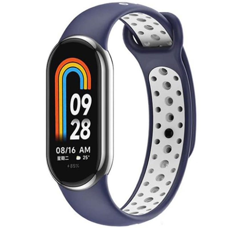 Ремешок BeCover Vents Style для Xiaomi Mi Smart Band 8 Blue-White (709419)