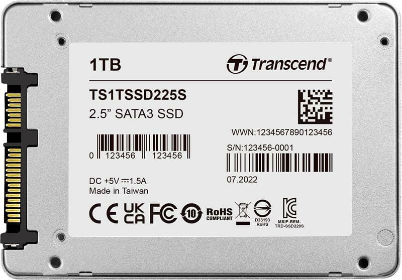 Накопичувач SSD 1TB Transcend SSD225S 2.5" SATA III 3D V-NAND (TS1TSSD225S)