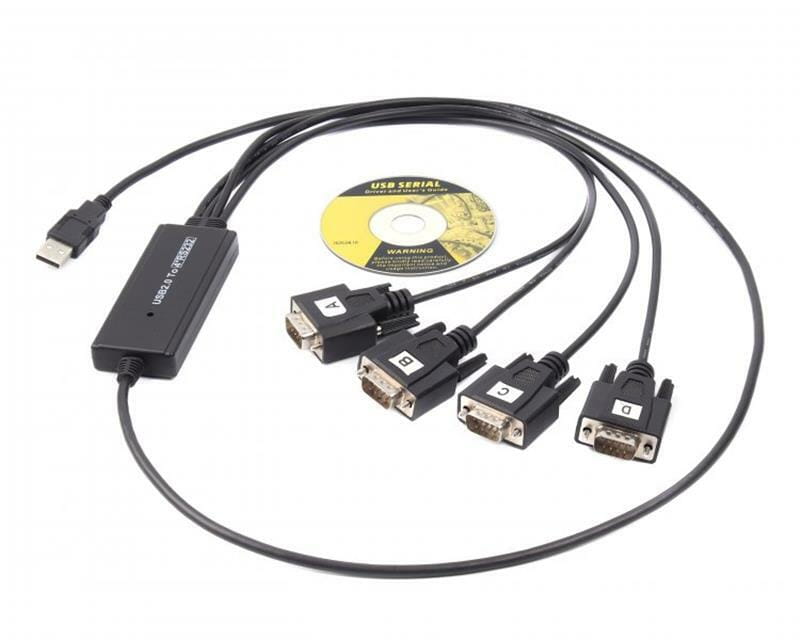 Кабель Viewcon USB - 4хCOM (M/M), (9+25pin), 1.4 м, Black (VE671)