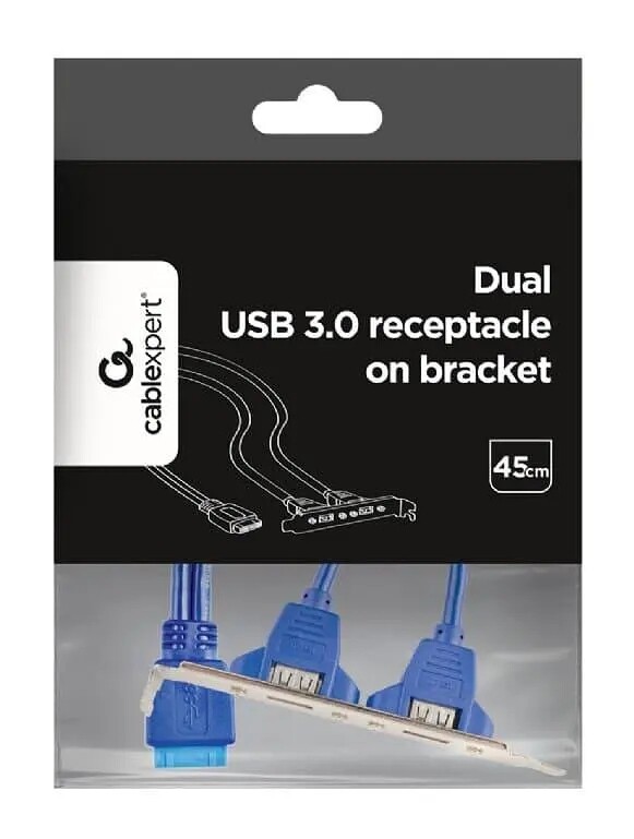 Планка расширения Cablexpert USB - 10-pin (F/M), 0.44 м, синий (CC-USB3-RECEPTACLE)
