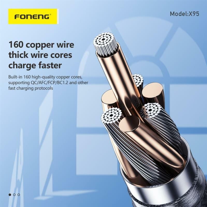 Кабель Foneng X95 Metal Head Braided Cable USB-C - Lightning (M/M) PD20W, 1.2 м, Black (X95-CA-TCIP)