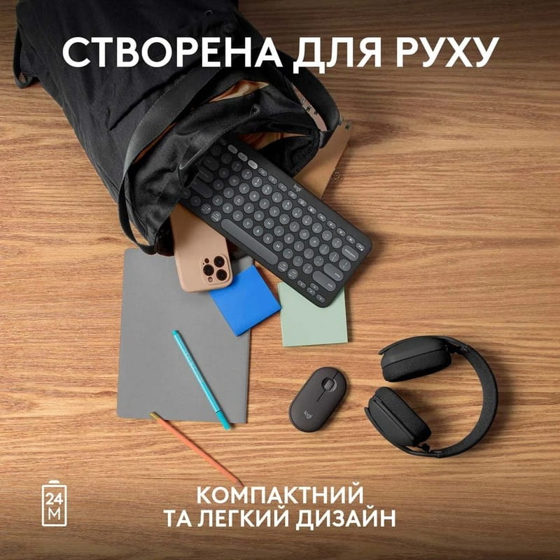 Миша бездротова Logitech Pebble Mouse 2 M350s Graphite (910-007015)