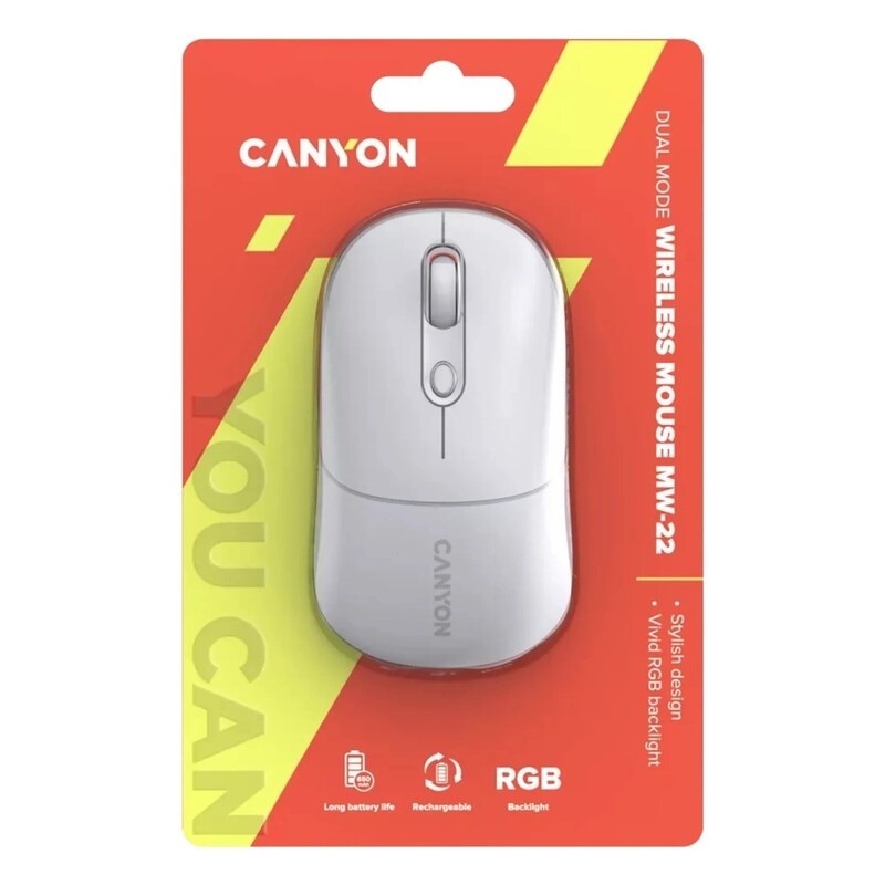 Миша бездротова Canyon MW-22 Dual Band RGB Wireless Snow White (CNS-CMSW22SW)