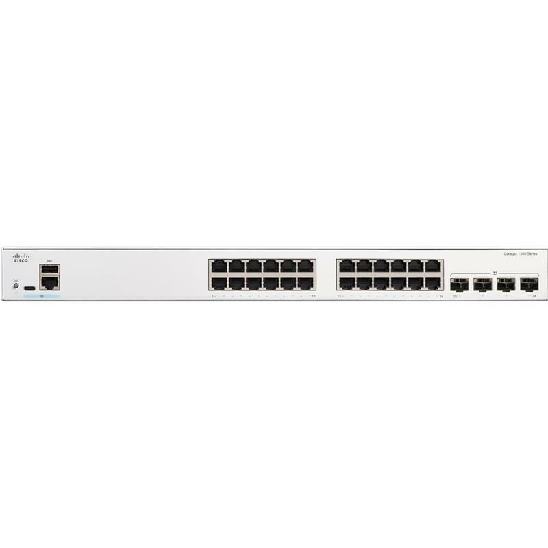 Комутатор Cisco Catalyst C1300-24P-4G (24хGE PoE, 4xGE SFP, USB, 195 Вт, керований)