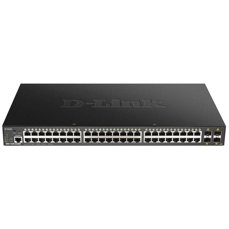 Коммутатор D-Link DGS-1250-52XMP (48x1GE PoE, 4xSFP+, max PoE 370W, Smart)