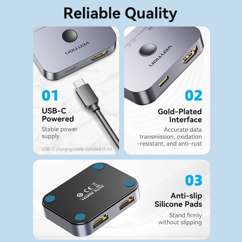 Свитч Vention HDMI Switcher v2.1, 8K, 60Hz (AKPH0)