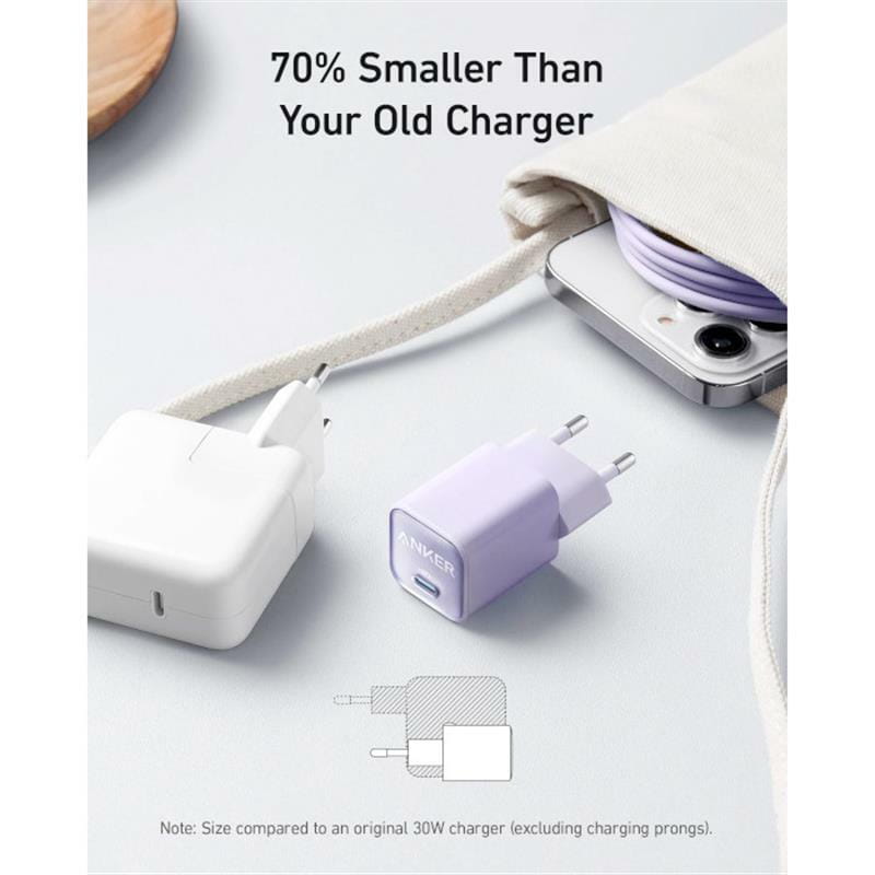 Мережевий зарядний пристрій Anker PowerPort 511 Nano III White, 30 W USB Type-C (A2147G21)
