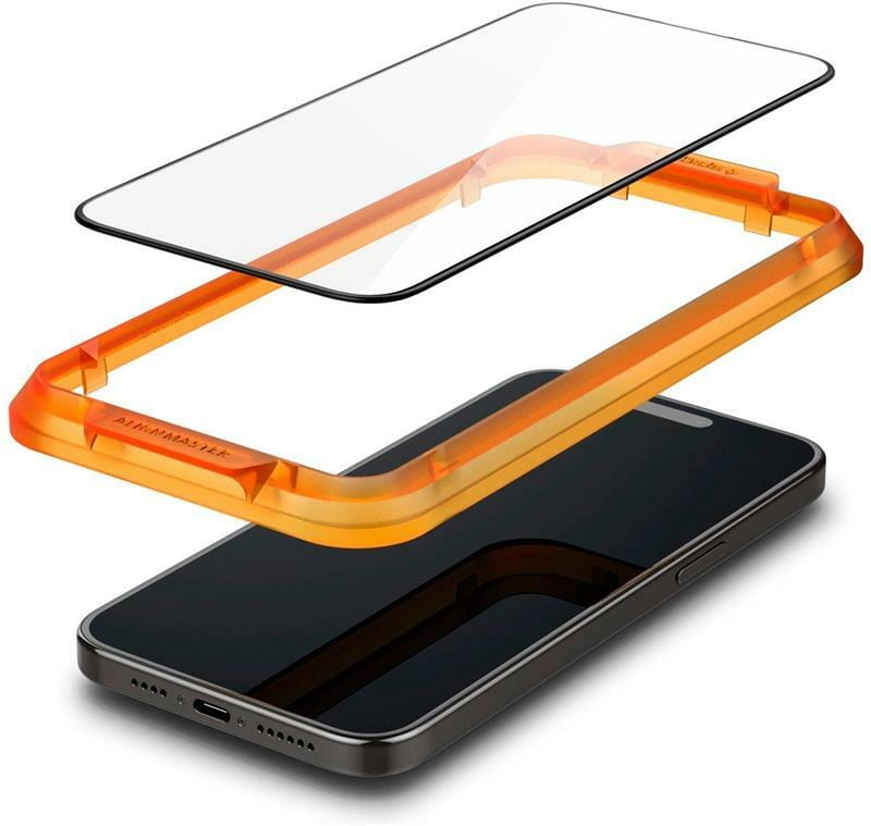 Захисне скло Spigen Glas.tR AlignMaster FC для Apple iPhone 15, Black, 2шт (AGL06906)
