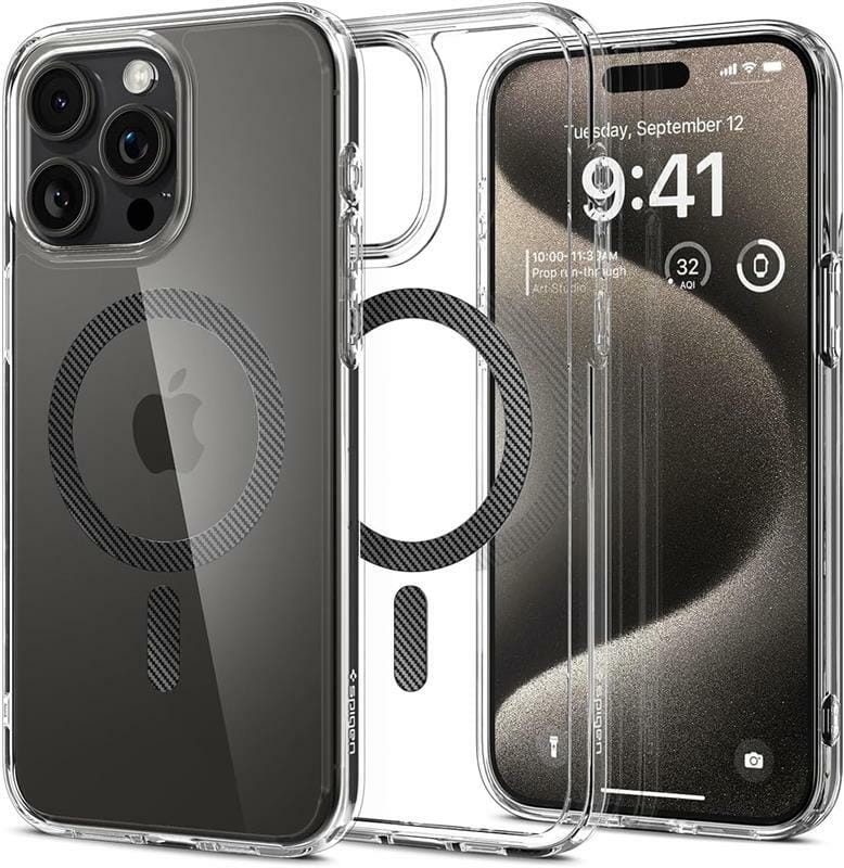 Чeхол-накладка Spigen Ultra Hybrid MagFit для Apple iPhone 15 Pro Max Carbon Fiber (ACS06578)