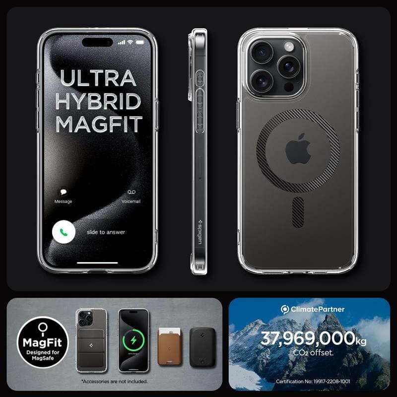 Чeхол-накладка Spigen Ultra Hybrid MagFit для Apple iPhone 15 Pro Max Carbon Fiber (ACS06578)