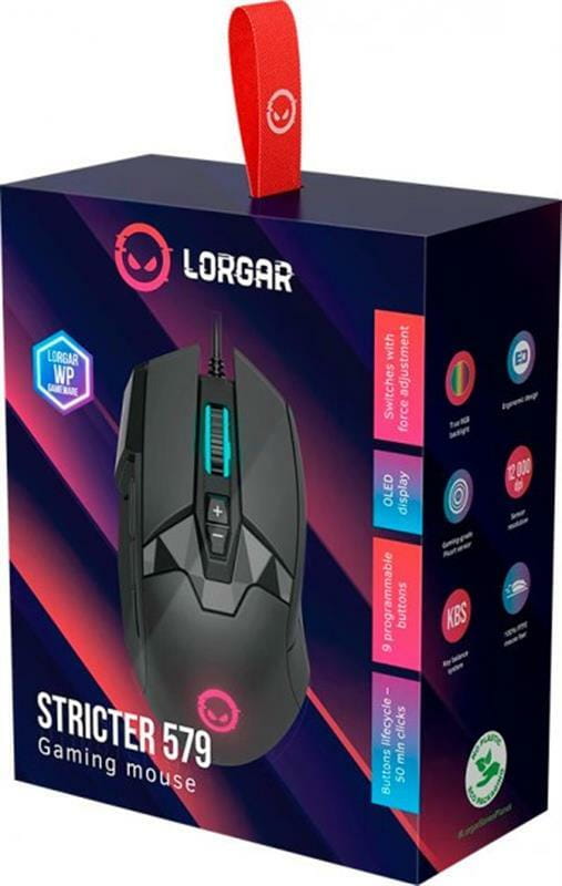Мышь Canyon Lorgar Stricter 579 RGB LCD USB Black (LRG-GMS579)