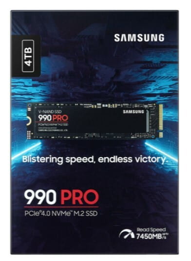 Накопичувач SSD  4ТB Samsung 990 PRO M.2 2280 PCIe 4.0 x4 NVMe V-NAND TLC (MZ-V9P4T0BW)