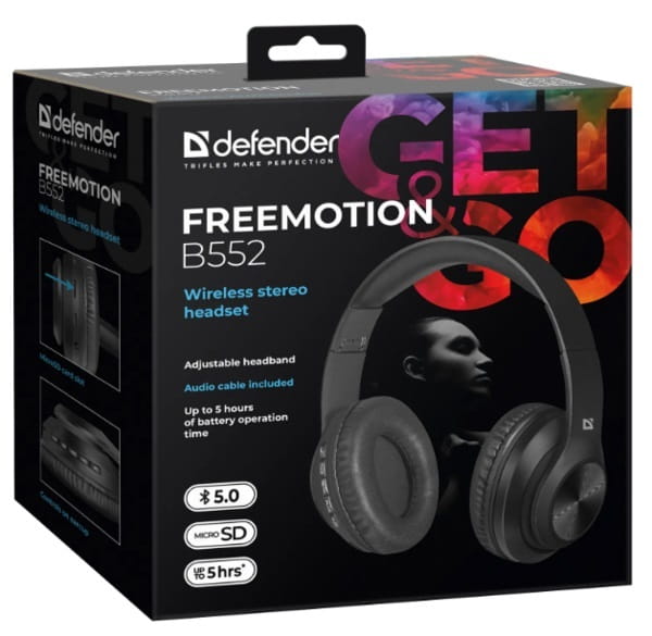 Bluetooth-гарнитура Defender FreeMotion B552 Black (63552)