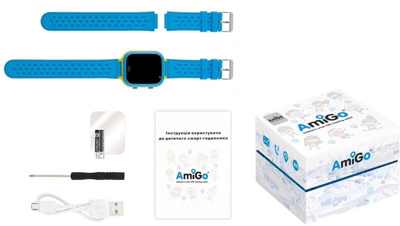 Дитячий смарт-годинник AmiGo GO009 Glory Camera+LED WiFi Blue Yellow