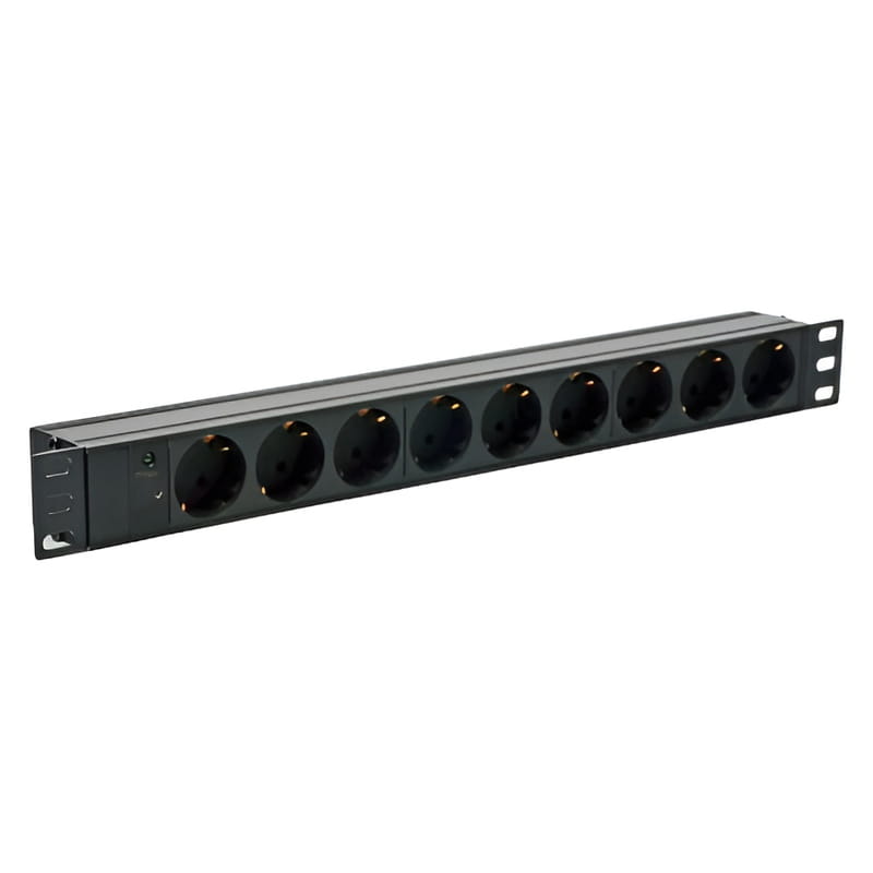 Блок розеток Kingda 1U 19" (KD-GER(16)N1009WKPB19A-C14) 9 розеток, без кабеля, черный
