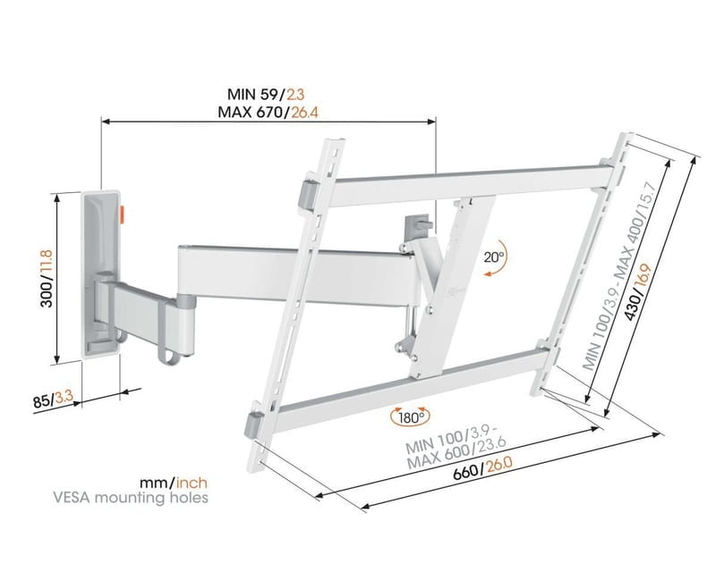 Кронштейн Vogels TVM 3643 White (VESA600х400)