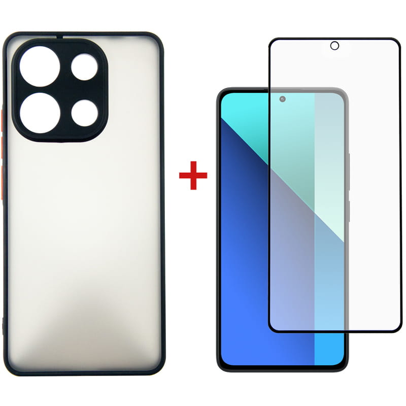 Чeхол-накладка Dengos для Xiaomi Redmi Note 13 4G Black (DG-KM-66) + защитное стекло