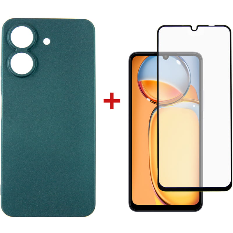Чохол-накладка Dengos для Xiaomi Redmi 13C Green (DG-KM-54) + захисне скло
