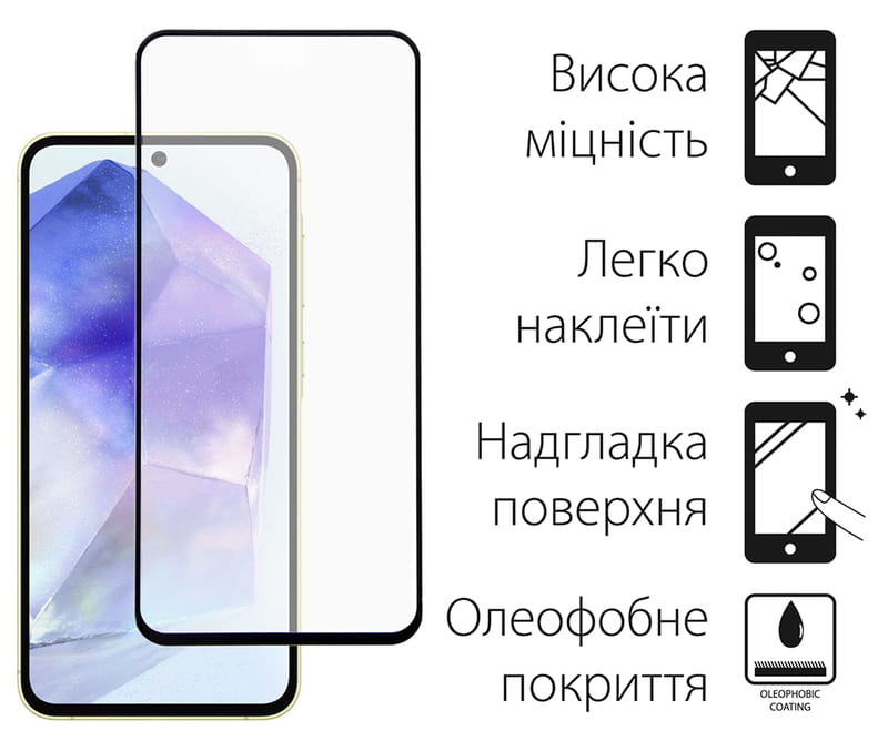 Защитное стекло Dengos для Samsung Galaxy A55 5G SM-A556 Black Full Glue (TGFG-345)