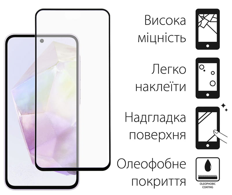 Защитное стекло Dengos для Samsung Galaxy A35 5G SM-A356 Black Full Glue (DG-TG2P-13) 2шт