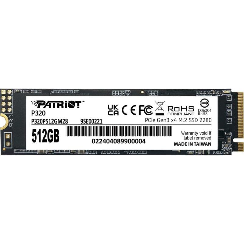 Накопитель SSD  512GB Patriot P320 M.2 2280 PCIe 3.0 x4 NVMe 3D NAND (P320P512GM28)