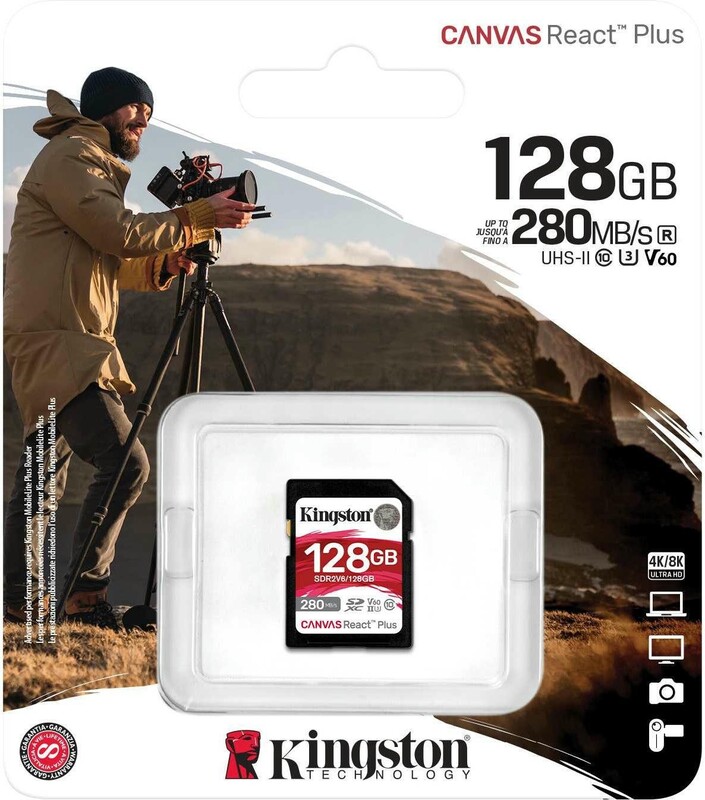 Карта пам`яті SDXC 128GB UHS-II/U3 Class 10 Kingston Canvas React Plus V60 SD R280/W100MB/s (SDR2V6/128GB)