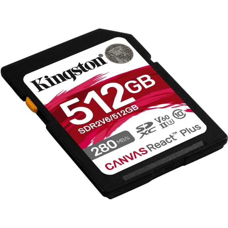 Карта памяти SDXC 512GB UHS-II/U3 Class 10 Kingston Canvas React Plus V60 SD R280/W150MB/s (SDR2V6/512GB)