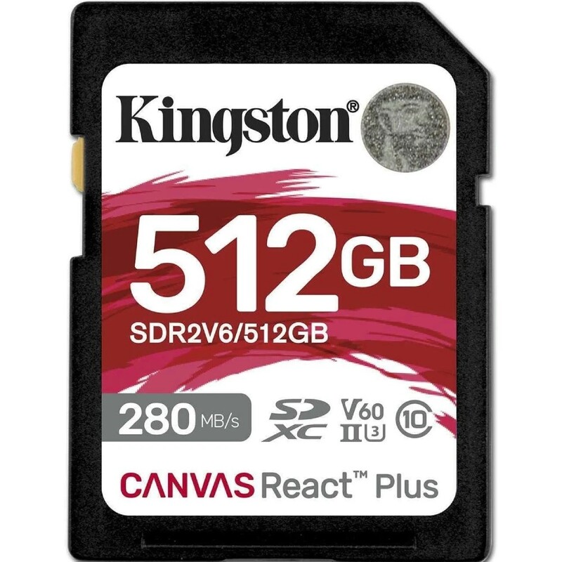 Карта памяти SDXC 512GB UHS-II/U3 Class 10 Kingston Canvas React Plus V60 SD R280/W150MB/s (SDR2V6/512GB)