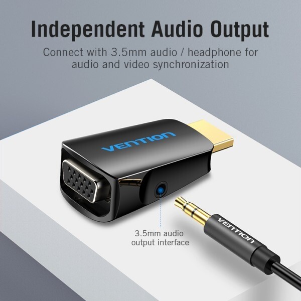 Адаптер Vention HDMI - VGA+3.5 мм (M/F), Black (AIDB0)