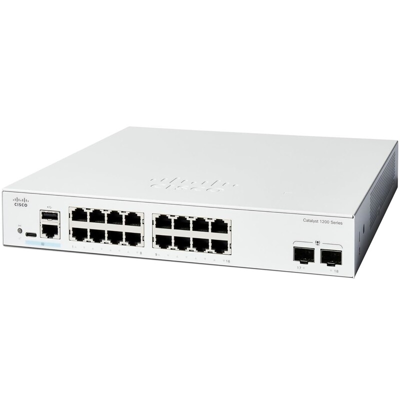 Комутатор Cisco Catalyst C1200-16P-2G (16хGE PoE, 2xGE SFP, 120 Вт, USB, керований)