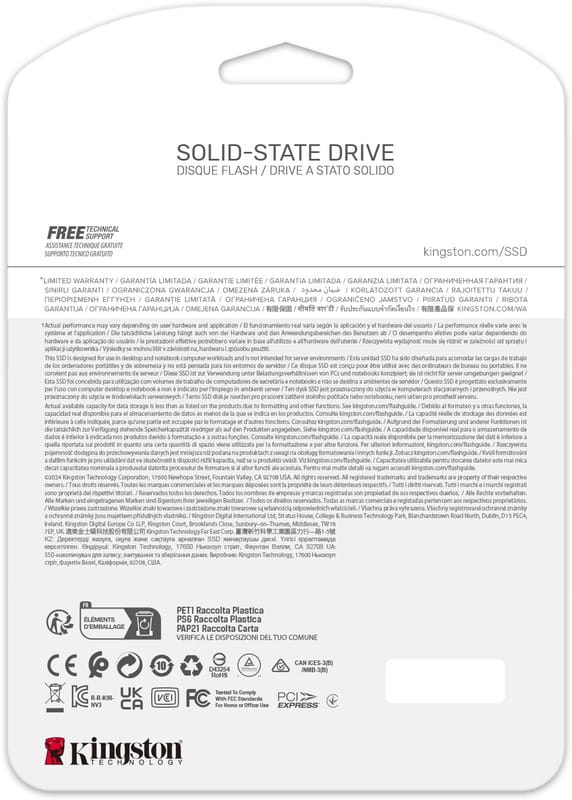Накопитель SSD 1TB M.2 NVMe Kingston NV3 M.2 2280 PCIe Gen4.0 x4 (SNV3S/1000G)