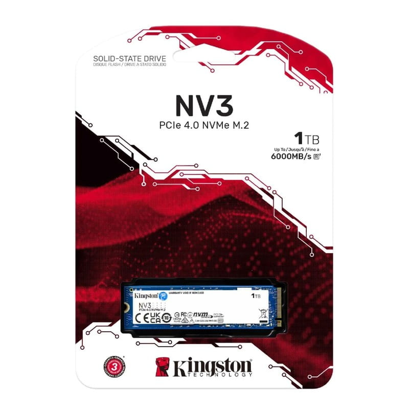Накопитель SSD 1TB M.2 NVMe Kingston NV3 M.2 2280 PCIe Gen4.0 x4 (SNV3S/1000G)