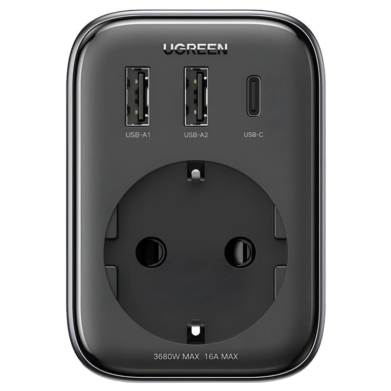 Зарядний пристрій Ugreen CD314 30W Outlet Extender (2хUSB-A+USB-C) Black (90613)