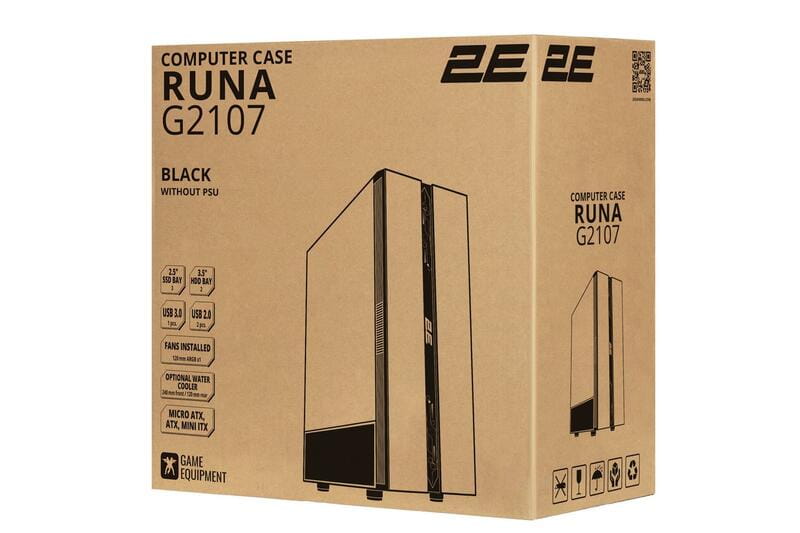 Корпус 2E Gaming Runa G2107 Black без БП