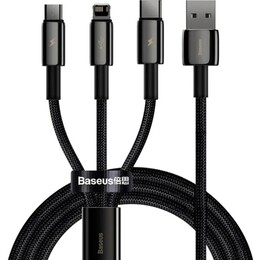 Кабель Baseus 3-in-1 USB - M+L+C (M/M), 1.5 м, Black (CAMLTWJ-01)