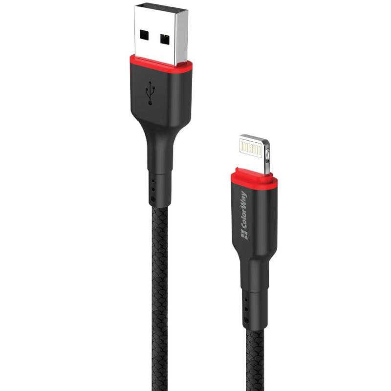 Кабель ColorWay USB - Lightning (M/M), 2.4 А, 1 м, Black (CW-CBUL064-BK)