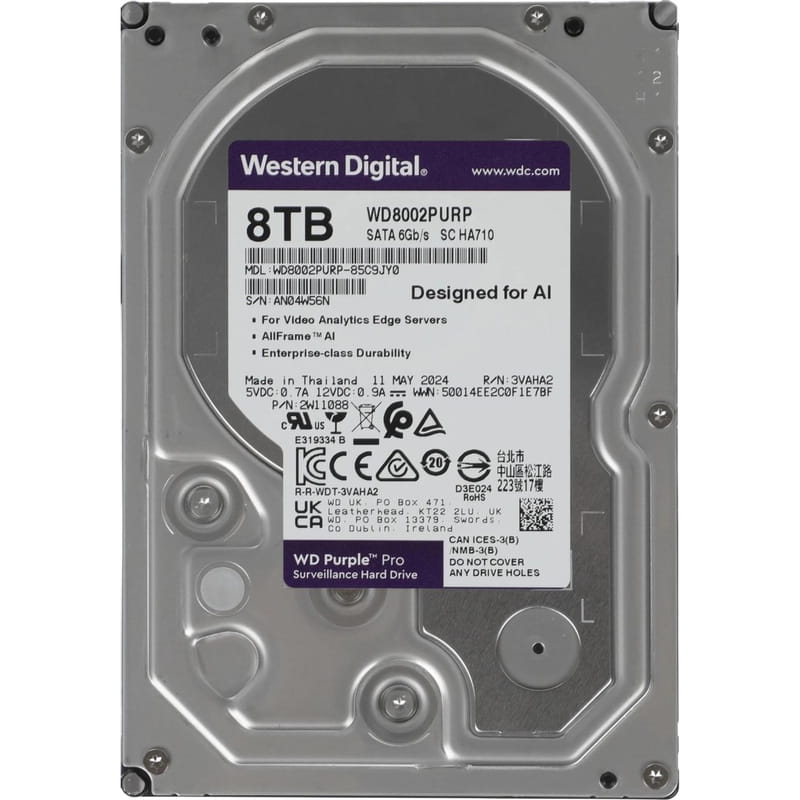 Накопичувач HDD SATA  8.0TB WD Purple Pro 7200rpm 256MB (WD8002PURP)
