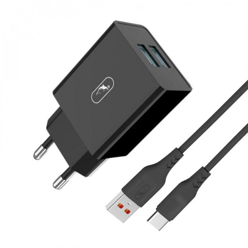 Зарядное устройство SkyDolphin SC30T (2USB, 2.1A) Black (SDMZP-000171) + кабель USB Type-C