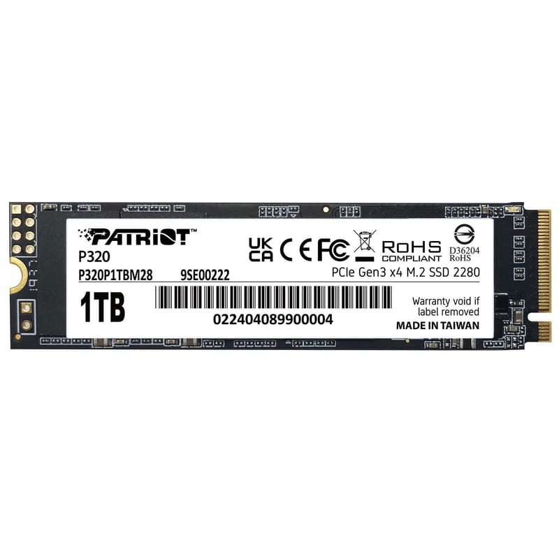 Накопитель SSD 1TB Patriot P320 M.2 2280 PCIe 3.0 x4 NVMe TLC (P320P1TBM28)
