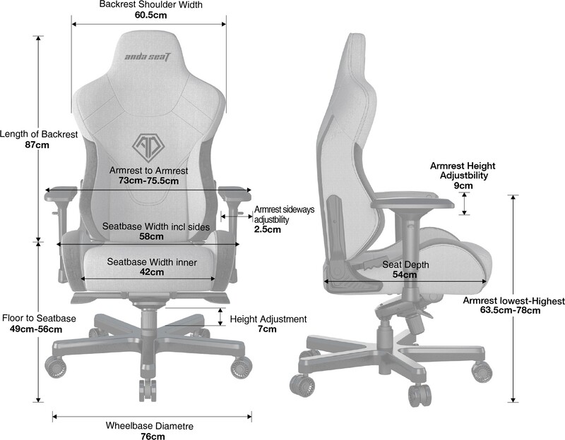 Крісло для геймерів Anda Seat T-Pro 2 Size XL Linen Grey/Black (AD12XLLA-01-GB-F)